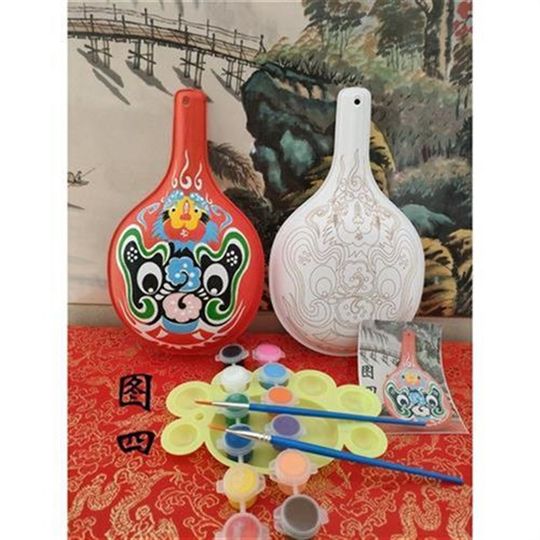 小号diy传统文化手工马勺葫芦社火带纹路脸谱白坯非遗文创教材