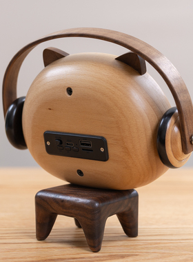 创意实木可爱猫咪桌面装饰摆件