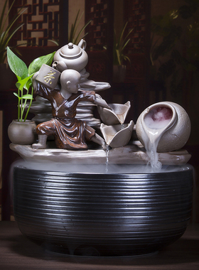 极速陶瓷流水喷泉循环水摆件水景搭配鱼缸M客厅办公室招财风水轮