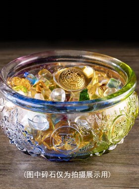 新品【福至有余聚宝n盆】古法琉璃聚宝盆蝙蝠双鱼纹理家居摆件日