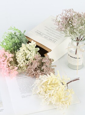 新品森系多肉植绒白霜绿叶植物假花 diy仿真花头T饰花环配件胸花