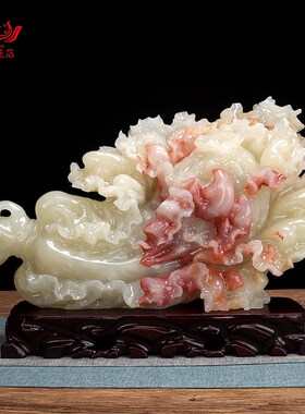 新品天然玉石白菜摆件客厅招财办公室桌面K摆件新中式玄关装饰开