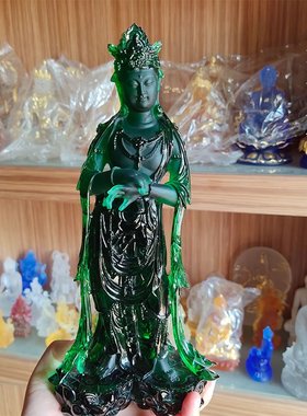 极速古法琉璃鎏金不肯去观音菩萨居家客J厅寺庙佛堂供奉佛像用品U