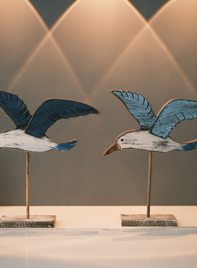 极速海洋风格复古l海鸟摆件海鸥摆设地中海样板房软装电视柜摆台