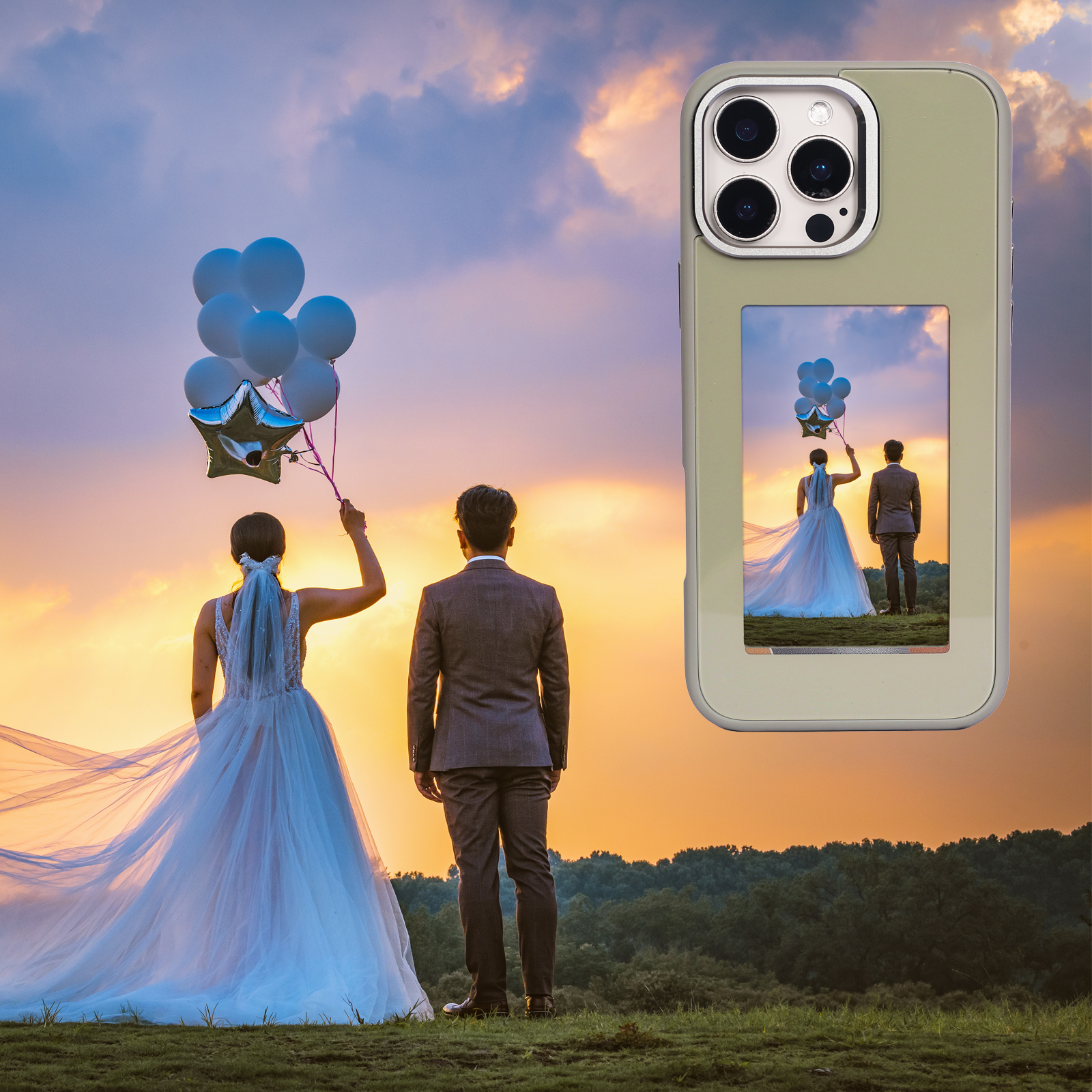 iPhone15/16ProMax墨水屏手机壳 苹果16Pro高清墨水屏手机壳 投屏手机壳 13-16ProMax支架手机保护壳 - 图1