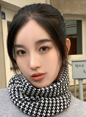 围脖冬季女韩版针织百变挂耳面罩保暖护颈脖套百搭围巾防风寒口罩
