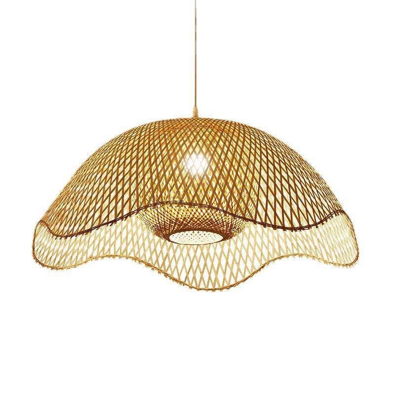 现代简约轻奢竹编成套灯具茶楼饭店客厅火锅店榻榻米异型荷花吊灯,淘宝优惠券,粉丝福利购,淘宝优惠卷