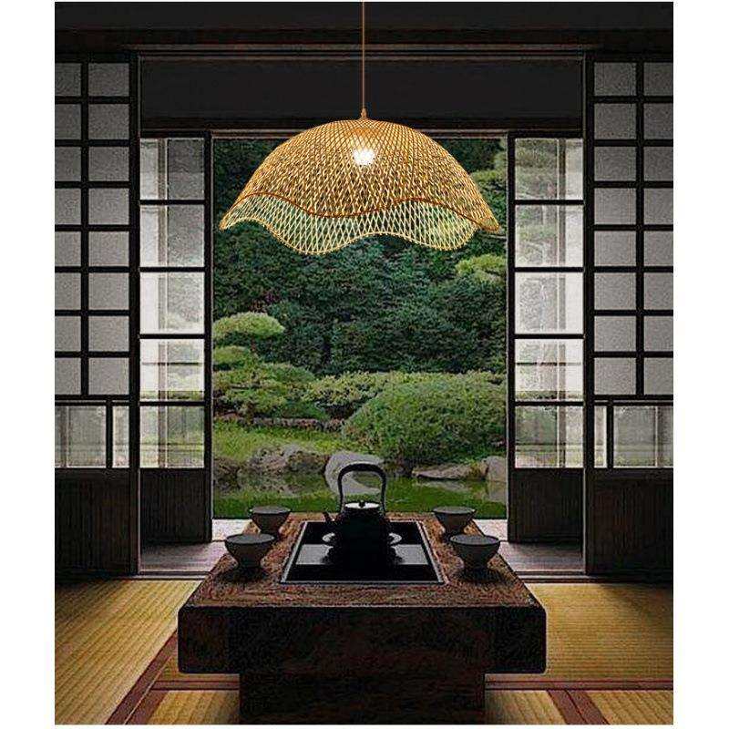 现代简约轻奢竹编成套灯具茶楼饭店客厅火锅店榻榻米异型荷花吊灯,淘宝优惠券,粉丝福利购,淘宝优惠卷