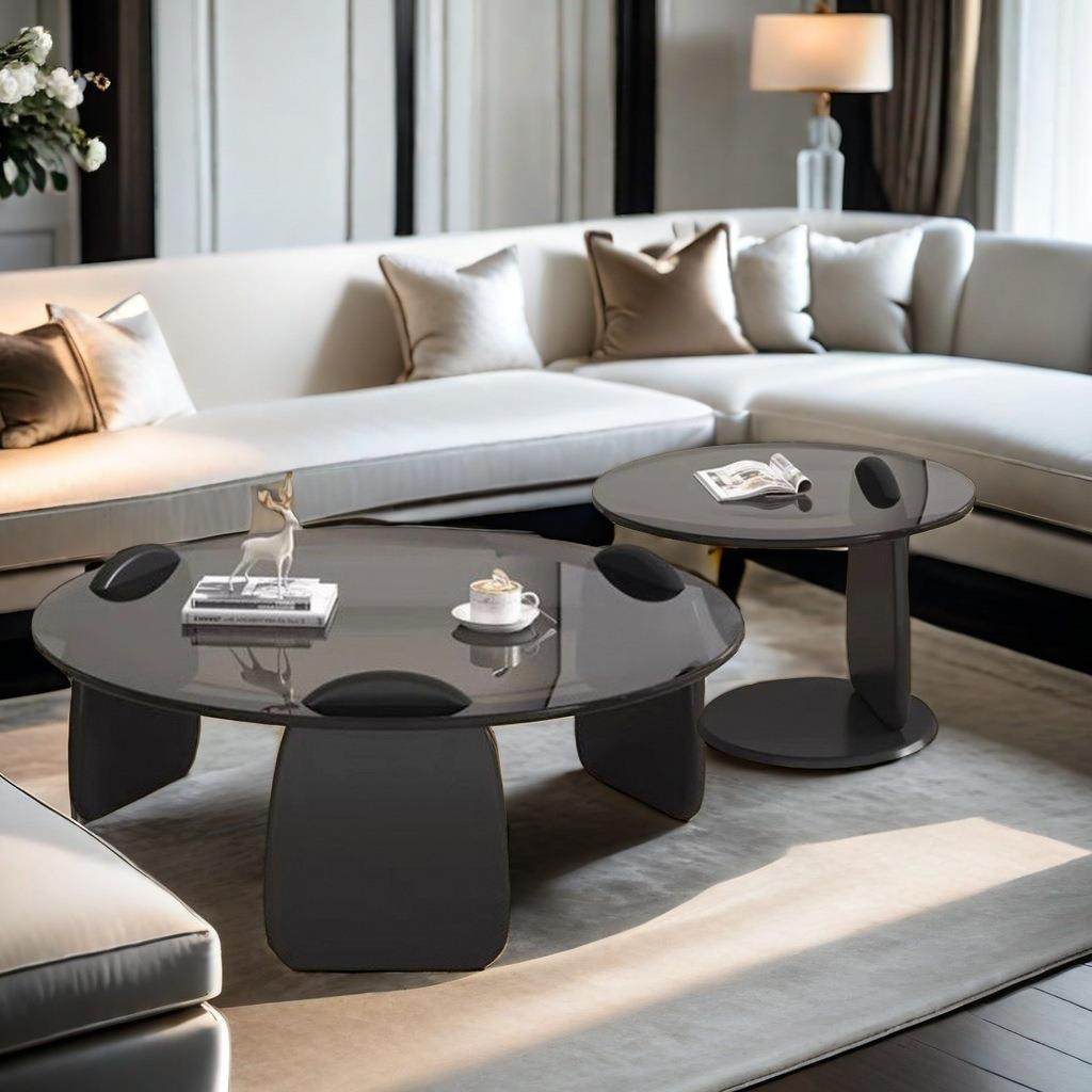 圆形茶几客厅家用小户型轻奢现代茶桌简约创意钢化玻璃茶几桌组合,淘宝优惠券,粉丝福利购,淘宝优惠卷