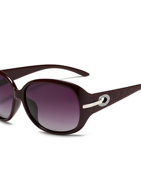 极速偏光太阳镜女士时尚潮流新款开车挡风防紫P外线圆脸眼镜中年