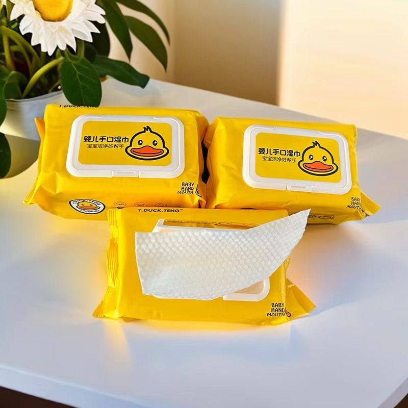小黄鸭婴儿湿巾纸带盖擦脸巾宝宝幼儿孩童湿纸巾家庭装10大包,淘宝优惠券,粉丝福利购,淘宝优惠卷