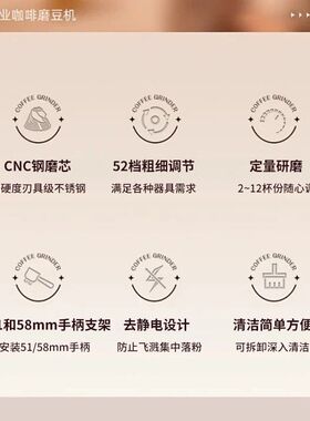 利速博咖啡磨豆机电动家用不锈钢全自动款定量意式插电钢芯研磨机