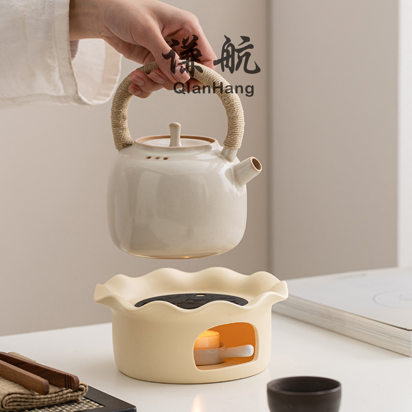 谦航蜡烛温茶炉玻璃茶壶加热底座酒店餐厅泡花茶壶保温煮茶器家用,淘宝优惠券,粉丝福利购,淘宝优惠卷