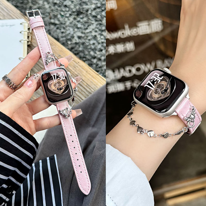 适用华为GT6/GT5手表GT4表带gt3爱心链镭射皮质表带watch4/3/3pro高级感荣耀Magic运动腕带手环109替换带Fit4-图0