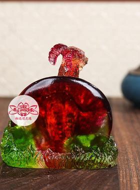 2025蛇年宋韶光吉祥物生肖属马三阳启泰吊坠宋绍光招财琉璃摆件