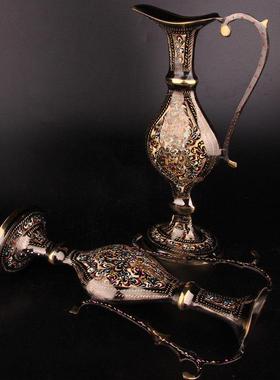 巴基斯坦铜器仿古中式花瓶小扁壶单只花瓶家居装饰铜器摆设花瓶