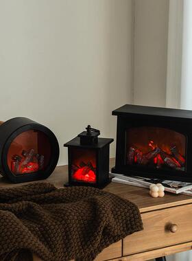 ins覆古彷真火焰壁炉灯耶诞装饰电子气氛灯小众桌面摆件生日礼物