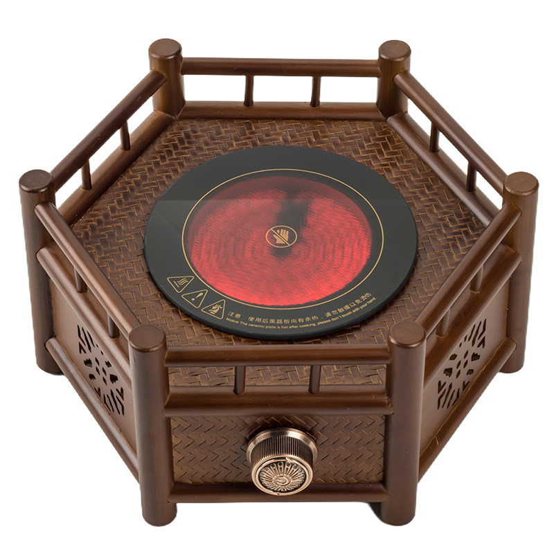 沅鱼家用竹编电陶炉煮茶室内茶炉温茶套装居家型简约新中式煮茶器,淘宝优惠券,粉丝福利购,淘宝优惠卷