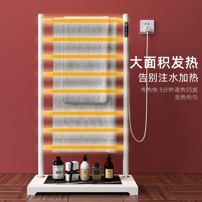 落地式电热毛巾h架立式智能加热烘乾浴巾架大理石化妆室浴室置物 - 图0