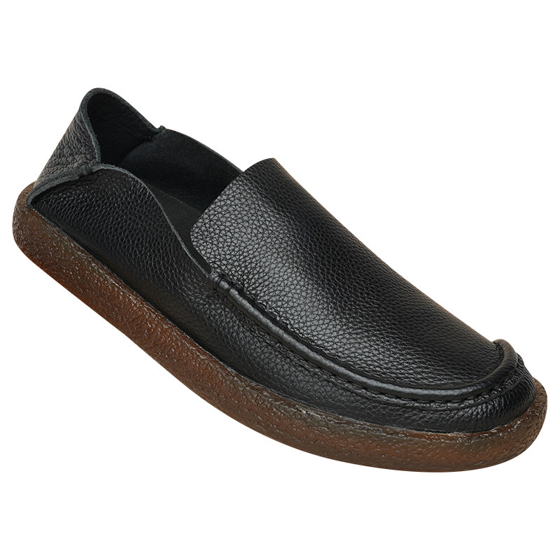 新款男鞋真皮套脚休闲驾车鞋一脚蹬懒人豆豆鞋舒适防滑牛筋底单鞋,淘宝优惠券,粉丝福利购,淘宝优惠卷
