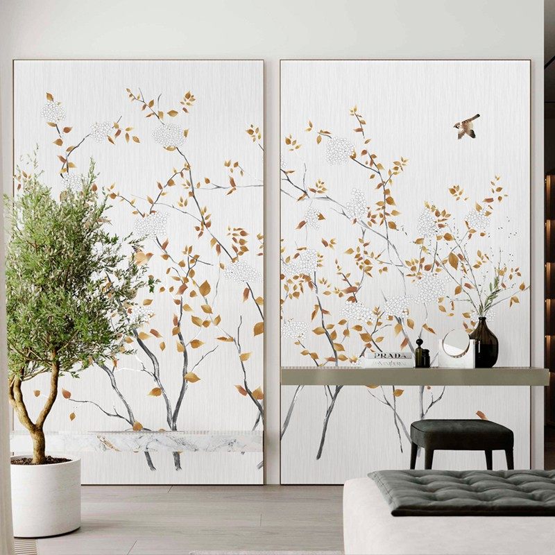 墙布电视背景墙新中式花鸟墙纸客厅壁布2021新款影视壁纸定制壁画,淘宝优惠券,粉丝福利购,淘宝优惠卷