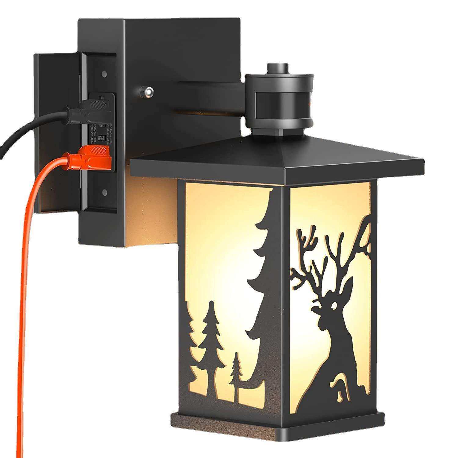 亚马逊跨境爆款美规景区庭院过道门前铝户外防水光感GFCI室外壁灯 - 图3