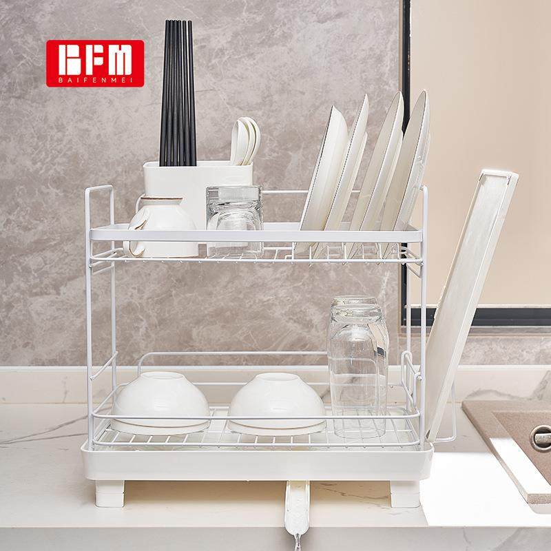 BFM 1991双层沥水架厨房水槽台面放碗盘碗筷碗碟架带排水管收纳架,淘宝优惠券,粉丝福利购,淘宝优惠卷