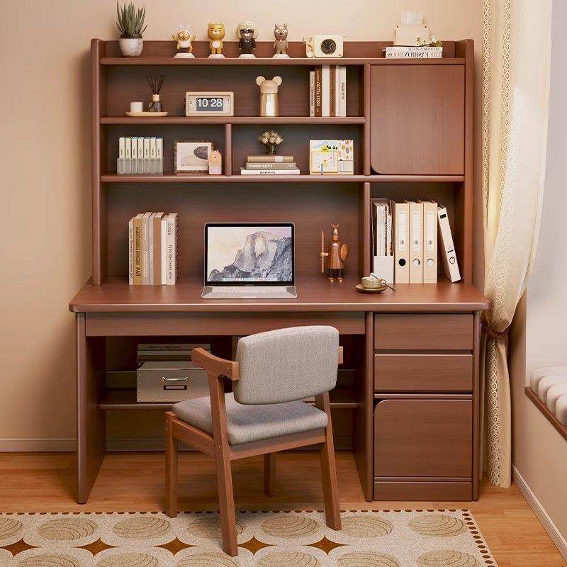 电脑桌子书桌书柜一体桌学习桌家用电竞桌实木台式写字台桌椅整套,淘宝优惠券,粉丝福利购,淘宝优惠卷