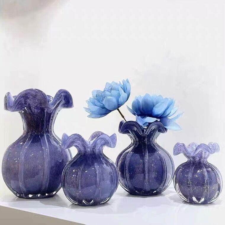琉璃福袋花边琉璃花瓶摆件客厅插花玻璃透明水培养轻奢家用花器,淘宝优惠券,粉丝福利购,淘宝优惠卷