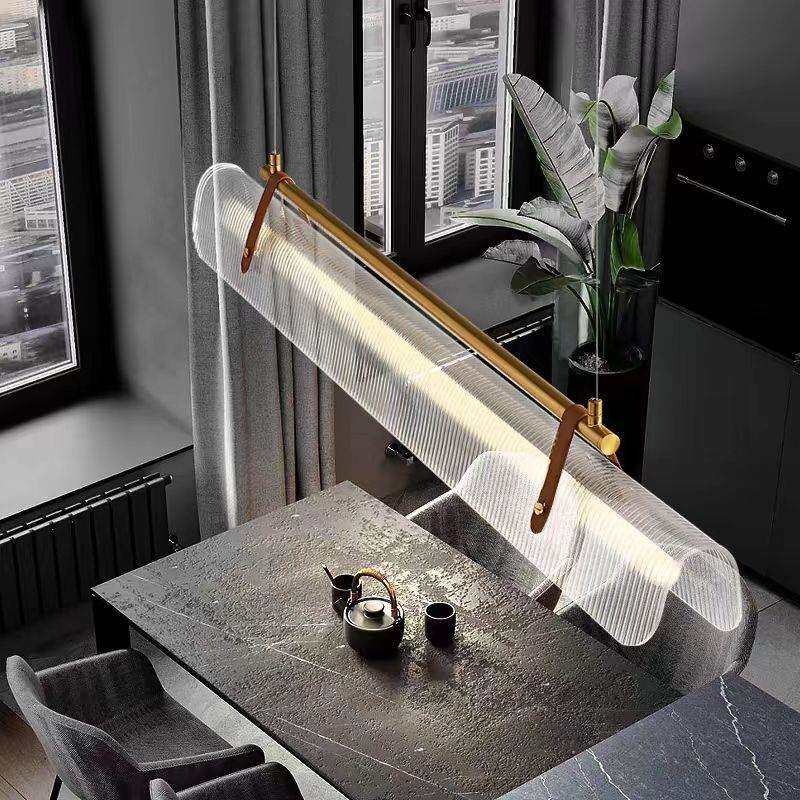 设计师长条餐厅吊灯北欧创意展厅样板房餐桌吧台办公室极简皮革灯,淘宝优惠券,粉丝福利购,淘宝优惠卷