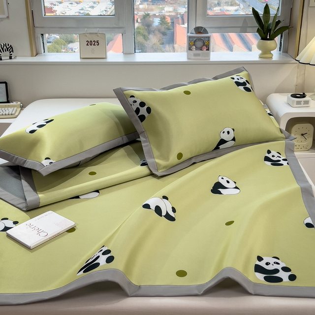 Summer ice silk mat three-piece set of bed sheets summer cool mat dormitory student single washable household air conditioner