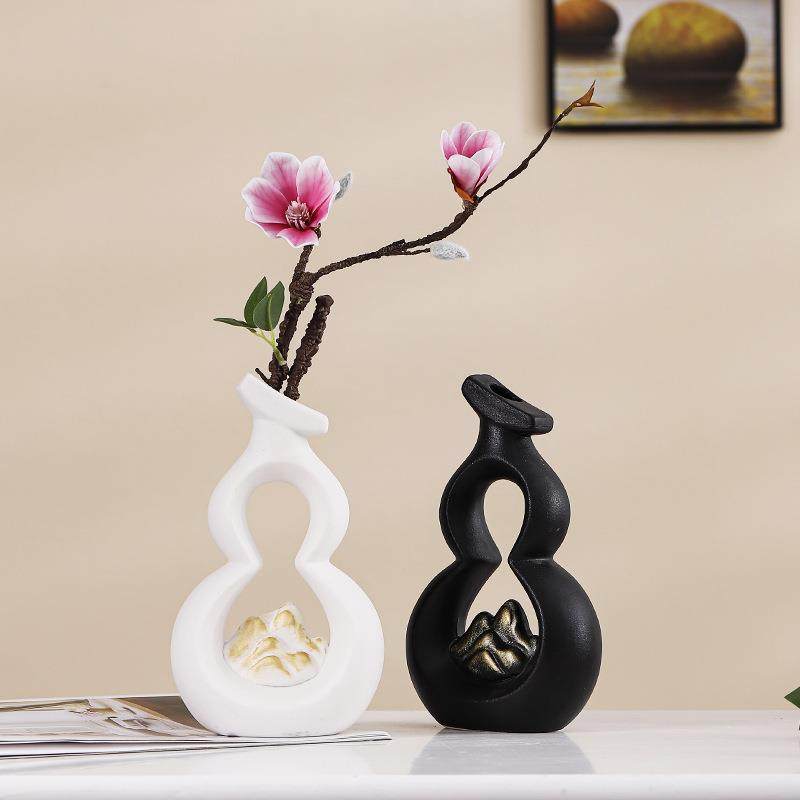 羡瓷新中式陶瓷葫芦花瓶客厅插花摆件干花假花桌面柜子复古装饰品,淘宝优惠券,粉丝福利购,淘宝优惠卷