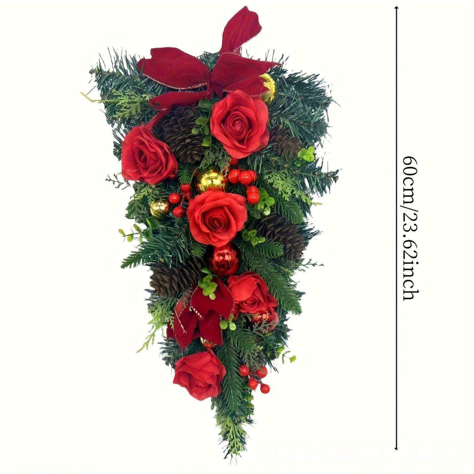 美汇2025圣诞新品圣诞植绒花环门挂门帘圣诞节装饰品圣诞花环藤条,淘宝优惠券,粉丝福利购,淘宝优惠卷