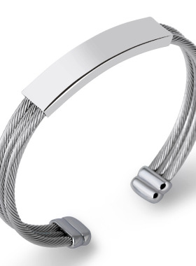 极速欧美钛钢钢筋开口手镯女士个性首饰品威亚K手环生日礼物FY012