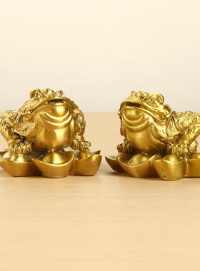 铜金蟾摆件铜元宝金蝉三足蟾工艺品家居摆件