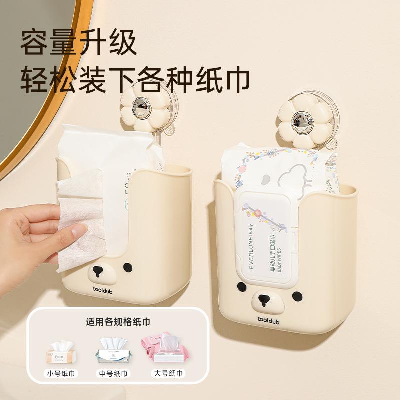 吸盘湿巾收纳盒壁挂式厨房湿纸巾置物架卫生间湿厕纸洗脸巾抽纸盒 - 图2