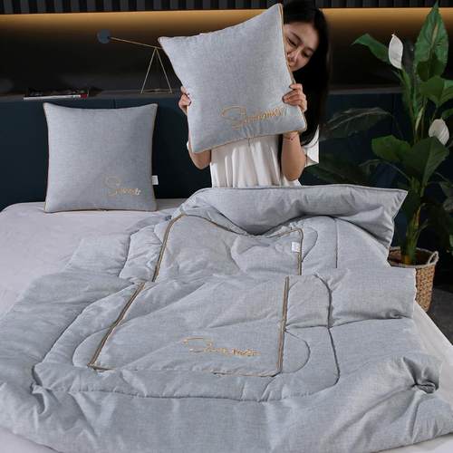 车载细麻抱枕毯子两用新款高档加厚汽车用枕头被子二合一四季通用 - 图1