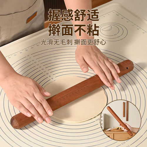 乌檀木擀面杖家用实木杆面棒面赶杖擀面棍饺子皮烘焙神器不粘大号 - 图0