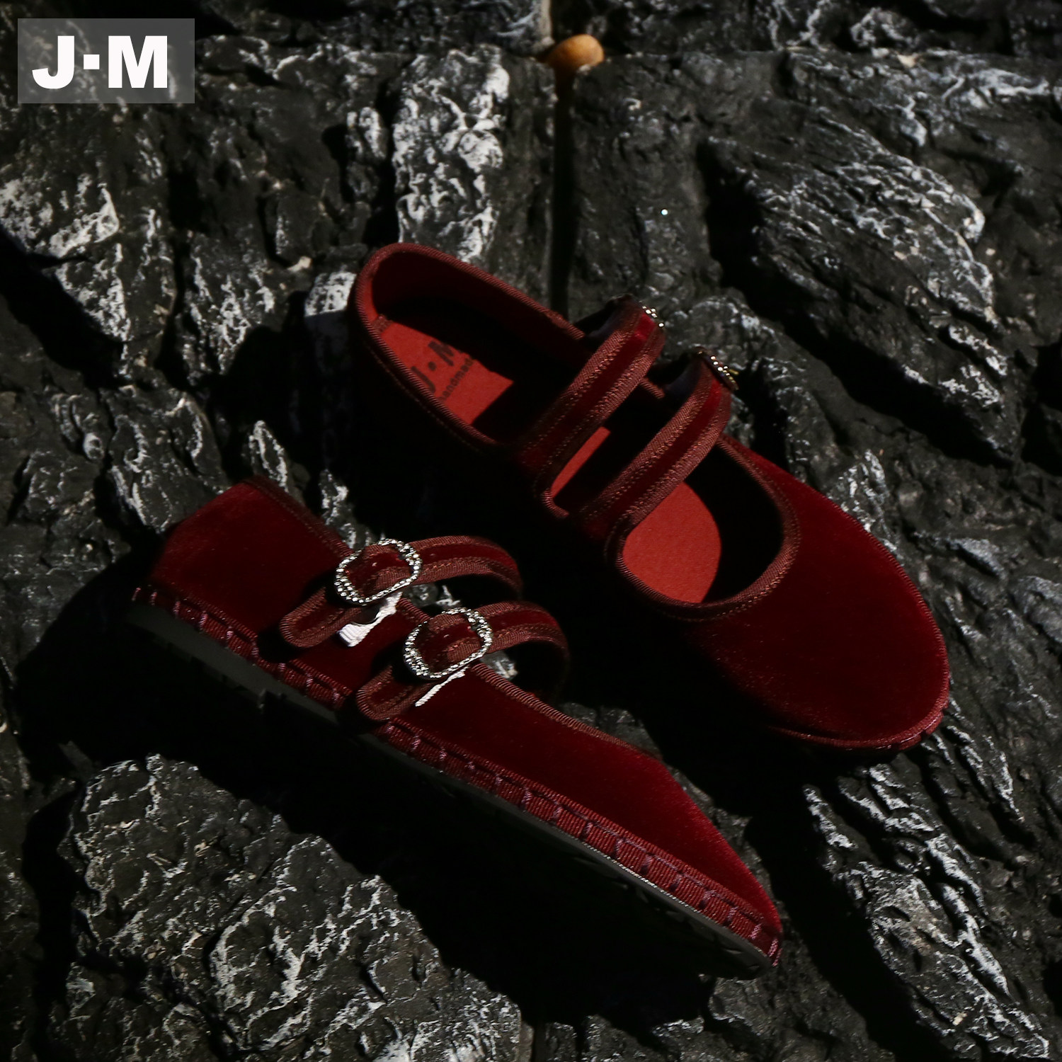 J·M丝绒复古玛丽珍鞋女2026新款亚麻舒适百搭双带一字扣平底单鞋,淘宝优惠券,粉丝福利购,淘宝优惠卷