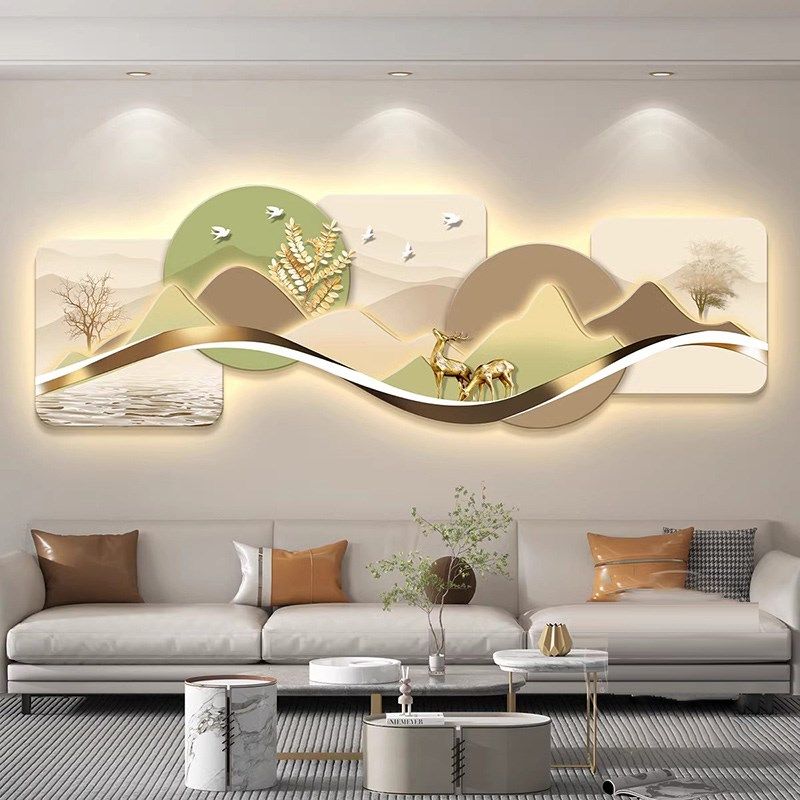 LED客厅高端装饰画新款沙发背景墙壁画高级感灯光画卧室床头挂画,淘宝优惠券,粉丝福利购,淘宝优惠卷