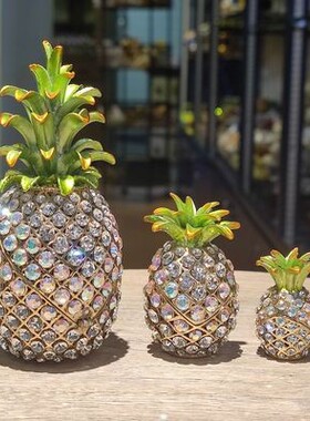 新品满钻凤梨镀合金摆件家居创意珐瑯G彩色工艺礼品摆饰贺礼商务