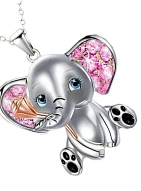 极速Baby Elephant Necklace xInlaid Cute Animal Pendant Ladie