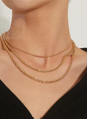 极速Jewelry fashion temperament multi layersQ twist clavicl
