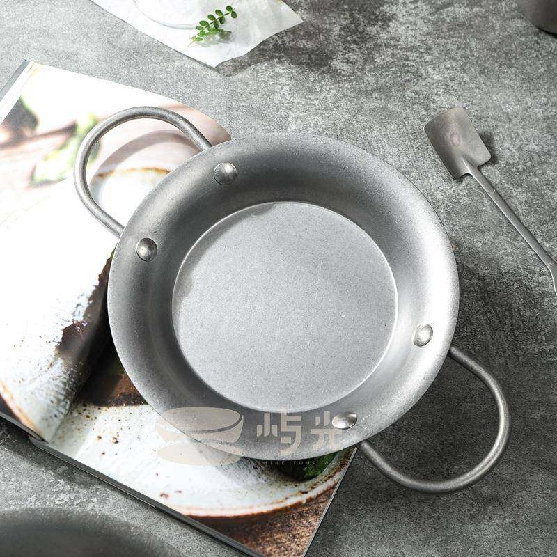 屿光复古做旧西班牙海鲜锅双耳不锈钢平底炸鸡沙拉意面干锅焗饭锅,淘宝优惠券,粉丝福利购,淘宝优惠卷