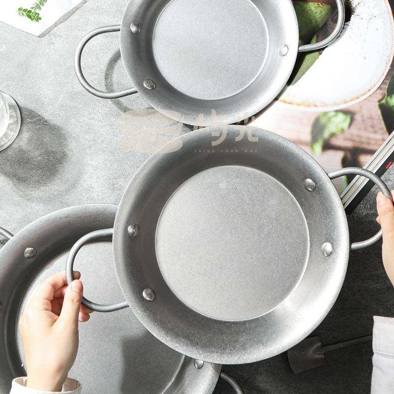 屿光复古做旧西班牙海鲜锅双耳不锈钢平底炸鸡沙拉意面干锅焗饭锅,淘宝优惠券,粉丝福利购,淘宝优惠卷