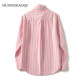 Huangxiaoqi Cowboy Spring and Autumn Pure Cotton Oxford Spinning Vertical Stripe Women's Long Sleeve Shirt Base Shirt
