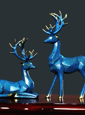 北欧风格折纸麋鹿摆件客厅电视柜酒柜搬家乔迁礼品家居装饰品金色