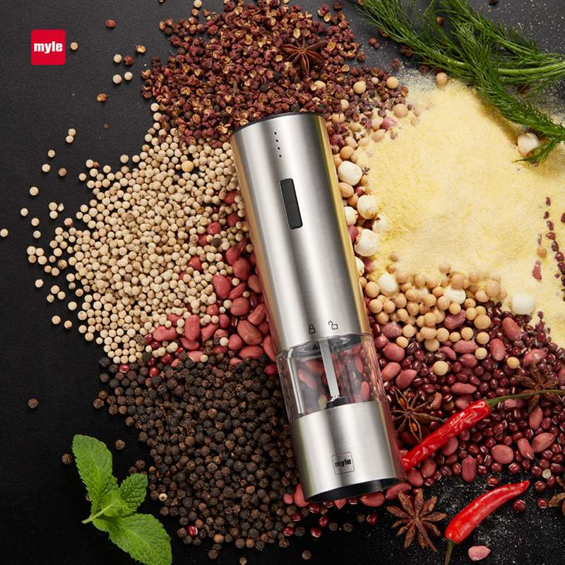 myle胡椒研磨器 电动研磨器 不锈钢家用研磨器碾磨花椒粉器瓶海盐 - 图0