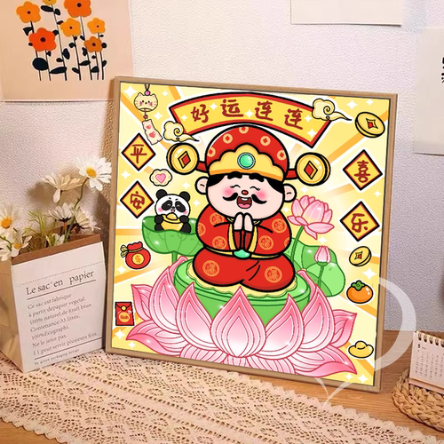 新款财神diy数字油画中式中国风财神爷寓意好手工填色客厅装饰画 - 图2