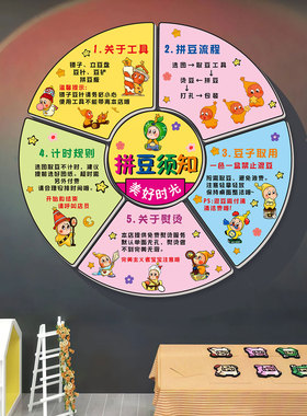 卡通拼豆店铺墙面装饰贴
